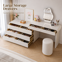 Ensemble de coiffeuse moderne blanche en gros avec miroir éclairé et tiroirs de rangement