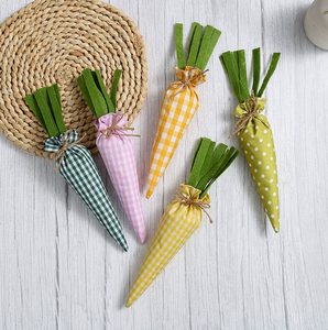 DAMAI Wholesale <b>Easter</b> Decor Polka Dot Plaid Carrot Toys Fabric Hanging Doll <b>Ornaments</b> for Party Scene Holiday Decoration - Product Image 1