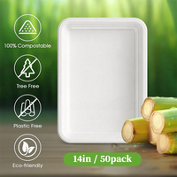 Plateaux alimentaires carrés jetables extra larges de 14 pouces, robustes, pour écrevisses, homards, desserts, fruits de mer, grillades et fêtes