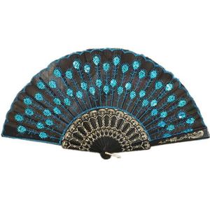 Nuevo Abanico Plegable Ecológico Estilo Gitano Europeo, Multicolor, de Bambú con Diseño de Pavo Real para Fiestas - Product Image 4