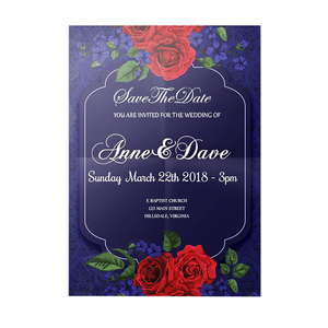 Tarjeta de invitación de boda coreana, bonito azul real, muy Popular - Product Image 4