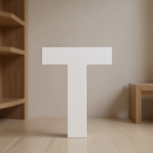 Lettera T in legno per decorazione da parete, 12 pollici, finitura bianca - Product Image 3