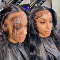 Perruques de cheveux humains bruts péruviens Body Wave 28 30 pouces 13x4 HD avec dentelle transparente pour femmes, pré-épilées