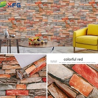 Moderne 3D pierre adhésif mural papier peint autocollant rouleaux blanc rouge pvc brique papier peint pour la maison salon décoration