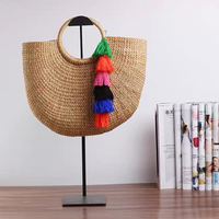 Sac à main en paille élégant avec détails de broderie Boho fourre-tout été plage mariage femmes accessoire sac à main en paille