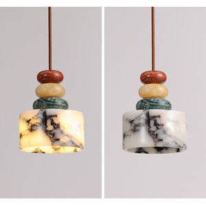 Lustre en marbre naturel, hauteur réglable, style nordique créatif, lampe suspendue pour chambre à coucher, vente chaude - Product Image 2