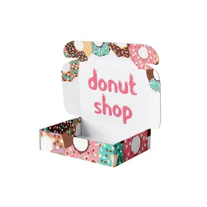 Wholesale custom pink bakery cake donuts and cookie donut boxes with inserts