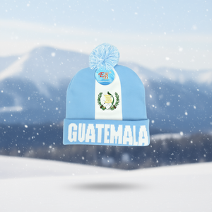 Eb Guatemala <b>Beanie</b> Hat Cotton Embroidery Unisex Adult Casual 58-60Cm Winter Hat With Pom Pom - Product Image 2
