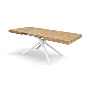 โต๊ะอาหารยืดหดได้ George ขนาด 160x90 ซม. รุ่น Rustic Oak ฐานโลหะ สำหรับใช้ภายใน - Product Image 1