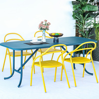 Ensemble table à manger et chaises d'extérieur en aluminium pour balcon de jardin pour rue Mobilier pour espace public Table d'extérieur Chaise moderne Banc