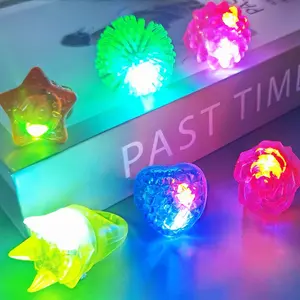 Wholesale Colorful Bachelor Party Supplies Finger Decoration Soft Jelly Rubber Glow in the Dark LED Light Up Ring