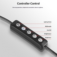 Lampe annulaire de diffusion en direct TikTok 10W avec charge USB, RGB, intensité réglable, couleurs ajustables, télécommande et support pliable