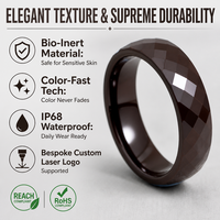 Bague en céramique multiforme marron café 6 mm, étanche, résistante à la transpiration, hypoallergénique, bijoux d'extérieur, fabrication usine