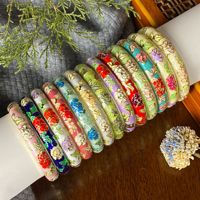 Bracelet chinois en émail cloisonné plaqué or avec fleurs de pivoine colorées effet goutte d'huile pour femme, bijoux de mode