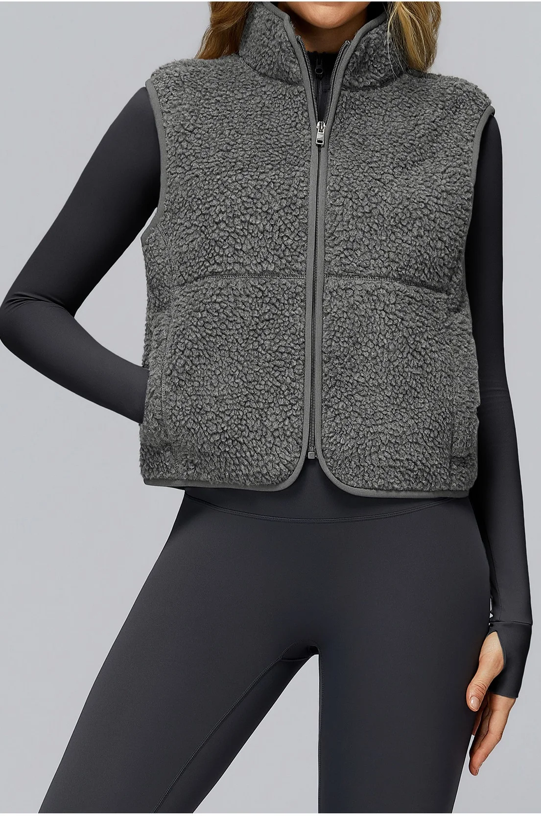 Zip-Up Sleeveless Activewear Vest (9500): back view showing construction, seams and support
