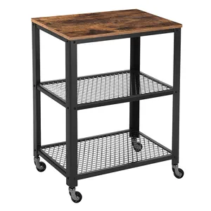 KD Furniture Room Kitchen Suppliers Industrial Metal Trolley Push Black Small Serving Cart