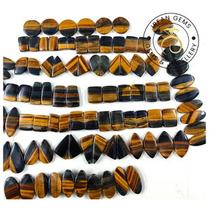 High Quality Customizable Certified <b>Tiger</b> <b>Eye</b> Pair Gemstone Natural Multi Colour Cabochon for Jewelry Making Available Mix Sizes - Product Image 4