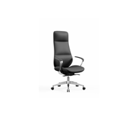 Chaise de bureau ergonomique à dossier haut avec revêtement en cuir PU et base pivotante en aluminium pour espace de travail commercial