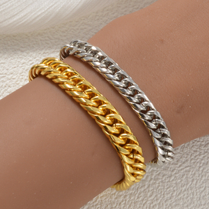 Bracelets unisexes Zeadear tendance en acier inoxydable plaqué or 18 carats et argent, maillons cubains, ajustables, épais, style hip-hop, vente en gros - Product Image 2