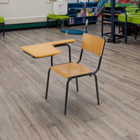 Accoudoirs de chaise de formation modernes ergonomiques pour la salle de classe Chaise d'étudiant en contreplaqué pour la salle de formation de bloc-notes de conférence