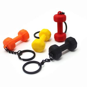 Wholesale Fitness Keychain <b>Set</b> PVC Dumbbell & <b>Kettlebell</b> Mini Pendants Sport Equipment Accessories 50pcs MOQ Custom Logo - Product Image 5