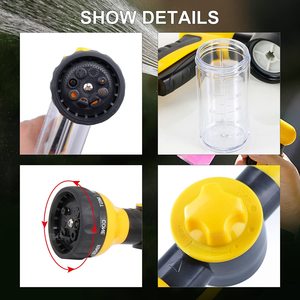 High Pressure 8-Pattern Garden Hose Soap Dispenser Bottle Plastic Pet <b>Bath</b> Brush Hose Nozzle for <b>Dog</b> Washing and Cleaning - Product Image 5