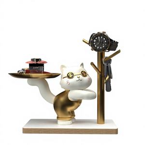 Escultura de Gato de la Suerte en Resina Epoxi, Arte Popular, Bandeja para Guardar Llaves en la Entrada, Decoración para el Hogar, Adorno para Sala de Estar, Artículo Coleccionable para el Hogar Nuevo - Product Image 1