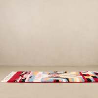 Tapis marocain de luxe fait main, tissé à la main en laine, design bohème moderne, écologique, à poils longs, tissage plat, impression jacquard