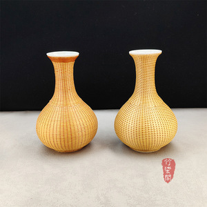 Bamboo Woven Porcelain <b>Vase</b> Round Handmade Asian Zen Decorative Flower <b>Vase</b> For Home Decoration - Product Image 5