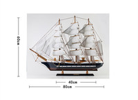 Bateau en bois artisanal de 80 cm, décoration de bureau nautique méditerranéenne, modèle de voilier en bois, souvenirs