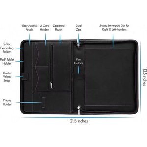 Portafolio Inteligente con Cierre, Carpeta con Clip, Organizador de Documentos para Entrevistas y Currículums, con Compartimentos Internos, Tapa Dura - Product Image 2