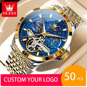 50 pièces, montre automatique mécanique pour homme Olevs 6705, logo personnalisé OEM, cadran personnalisé, étanche, lumineuse, montre-bracelet pour homme, Montre Reloj Homme - Product Image 1