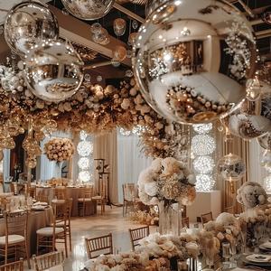 विशाल 60 सेमी-300 सेमी सिल्वर मिरर बॉल आभूषण इंflatable pvc धातु आर्क तम्बू गुब्बारे बर्फ दुनिया - Product Image 2