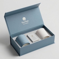 Boîte magnétique personnalisée et boîte cadeau bleue pour huile aromathérapeutique avec revêtement en papier résistant à l'huile