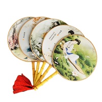Éventail pliant en bambou HZ, style rétro classique, peint à la main, pour femmes, idéal pour Hanfu, Cheongsam, danse et le Nouvel An chinois