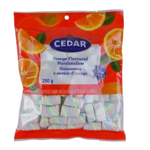 Halal Fruit Orange Flavor Candies Gelatin With Jam Sandwich Round Shaped Marshmallow