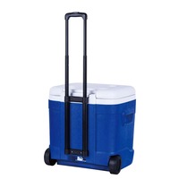 Glacière portable pour camping extérieur, en PP, PE, PU, isolée, étanche, moulée par soufflage, avec poignée en plastique, 55L, chariot à glace pour voiture