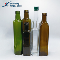 Vente en gros de bouteilles en verre vides carrées brunes/vertes Marasca pour huile d'olive de cuisine, avec bouchon à vis, 100 ml, 250 ml, 500 ml, 750 ml, 1 l