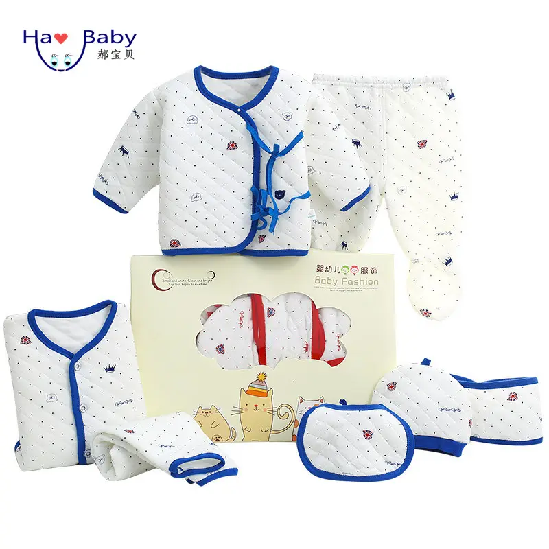 Hao Bayi Musim Semi Musim Gugur Baru untuk Bayi Pakaian Katun Kotak Hadiah Baru Lahir Hot Sale Set Natal Bayi Baju Monyet