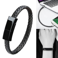 Cable de Carga Micro USB Tipo C, Cable USB de 8 Pines, Cable de Carga para Muñeca, Pulsera de Cuero Corta, Cable de Datos