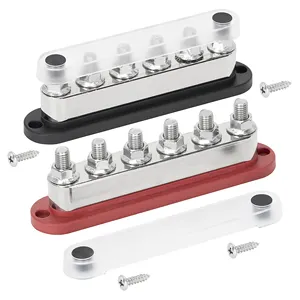 600A Busbar Thickening Nickel Plated M10 Bus Bar Heavy Duty Battery Terminal Block Red Black With Cover