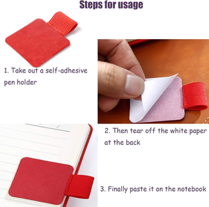 Porte-stylo auto-adhésif en <span class=keywords><strong>cuir</strong></span> PU pour carnet de notes planificateur de calendrier à <span class=keywords><strong>bande</strong></span> élastique avec sacs de rangement - Product Image 5