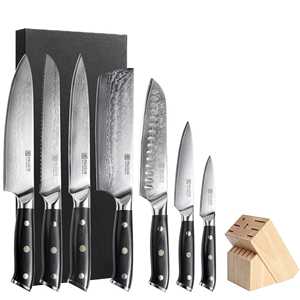 カスタムロゴ入り プロフェッショナルキッチンナイフ 多層鋼 包丁 各種 (ペティナイフ、彫刻刀、菜切包丁、肉切り包丁、シェフナイフ) 67層 ダマスカスナイフセット - Product Image 1