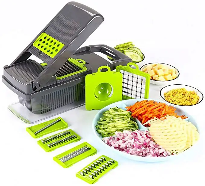 Mini hachoir à main 12 en 1, outils pour fruits et légumes, accessoires de cuisine, trancheuse, mini hachoir à aliments, trancheuse à légumes