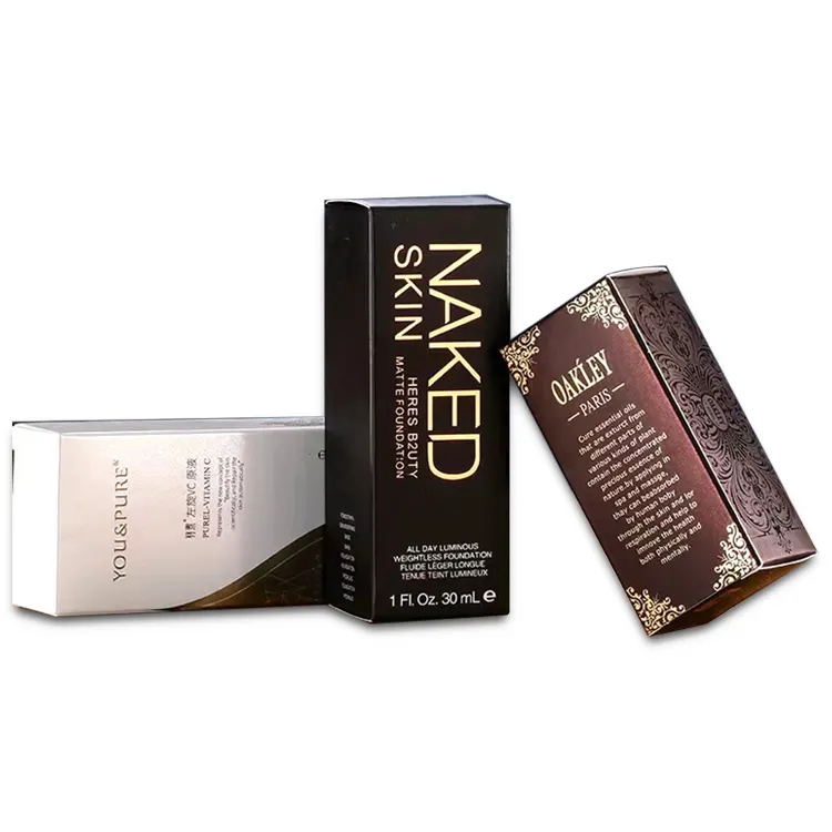 Embalagem de papel para cosméticos, caixa de embalagem de perfume preta única de luxo para produtos de skincare