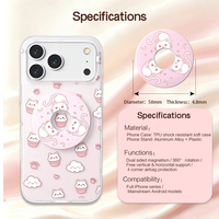 Coque de téléphone et support Rose Chat, magnétique double face, évolutif en support de voiture, support trois-en-un pour voiture et bureau.