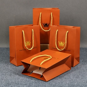 Biểu tượng tùy chỉnh thiết kế lớn màu cam giấy mua sắm túi với sợi dây thừng xử lý cho giày Boutique cửa hàng - Product Image 2