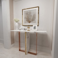 Table de Console Antique en acier inoxydable, Table de luxe à dessus en marbre, de Style Baroque, meubles de maison avec miroir, 1 pièce