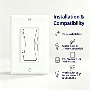 Hooanke ETL Listed 0-10V LED <strong>Dimmer</strong> Switch Single Pole 3 Way 110-220V AC For LED,CFL ,Incandescent,Halogen Lamp - Product Image 5