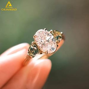 Grosir janji cincin pasangan soliter 9k 14k 18k emas putih potongan Oval putih cincin pernikahan hadiah diskon besar - Product Image 1